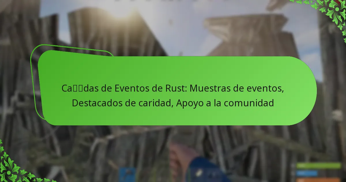 Caídas de Eventos de Rust: Muestras de eventos, Destacados de caridad, Apoyo a la comunidad