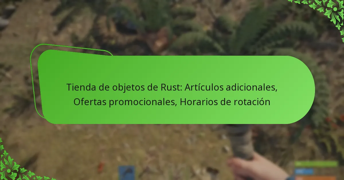 Tienda de objetos de Rust: Artículos adicionales, Ofertas promocionales, Horarios de rotación